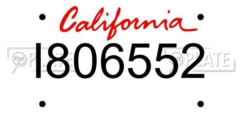 I806552 California License Plate