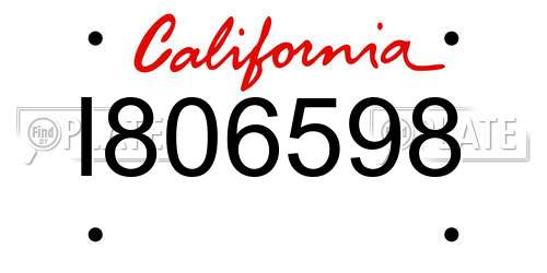 I806598 California License Plate