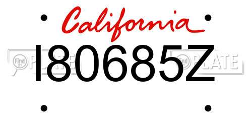 I80685Z California License Plate