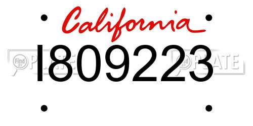 I809223 California License Plate