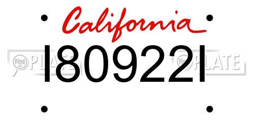 I80922I California License Plate
