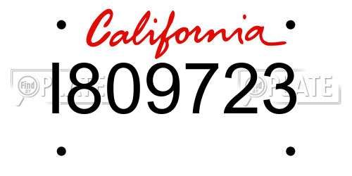 I809723 California License Plate