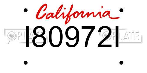 I80972I California License Plate