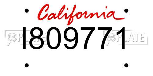 I809771 California License Plate