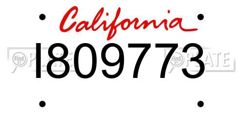 I809773 California License Plate
