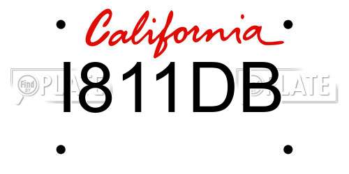 I811DB California License Plate