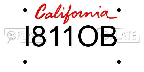 I811OB California License Plate