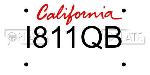 I811QB California License Plate