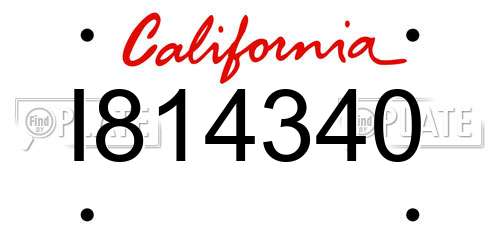 I814340 California License Plate