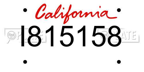I815158 California License Plate