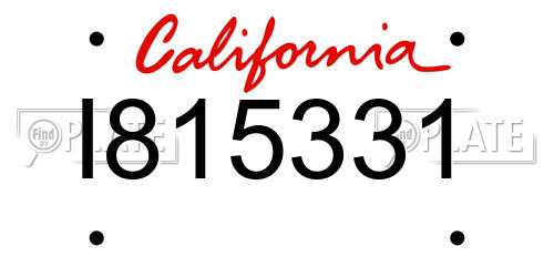 I815331 California License Plate