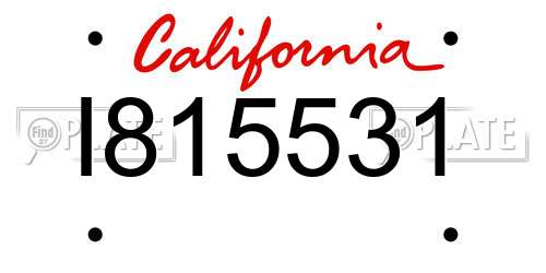 I815531 California License Plate