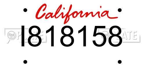 I818158 California License Plate