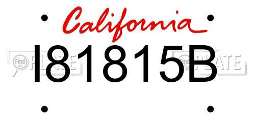 I81815B California License Plate