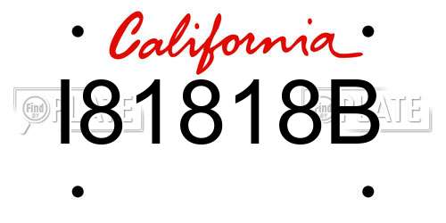 I81818B California License Plate