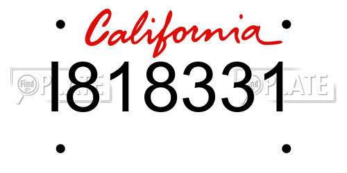 I818331 California License Plate