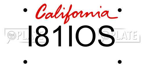 I81IOS California License Plate