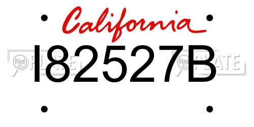 I82527B California License Plate