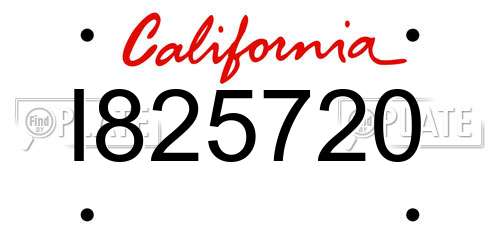 I825720 California License Plate