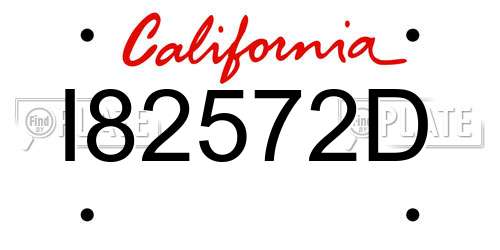 I82572D California License Plate