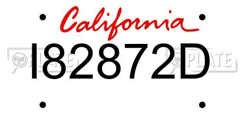 I82872D California License Plate