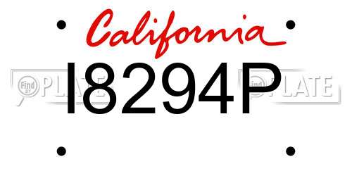 I8294P California License Plate