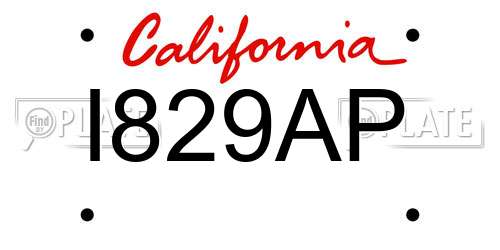 I829AP California License Plate