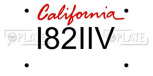 I82IIV California License Plate