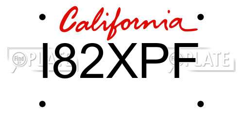 I82XPF California License Plate