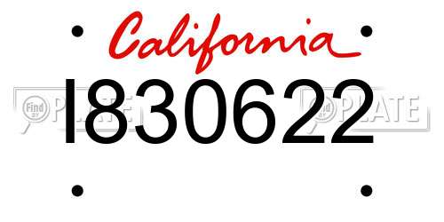I830622 California License Plate