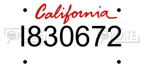 I830672 California License Plate