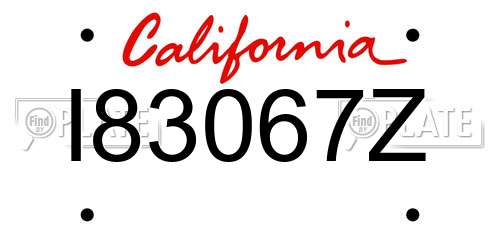 I83067Z California License Plate