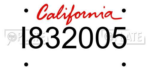 I832005 California License Plate