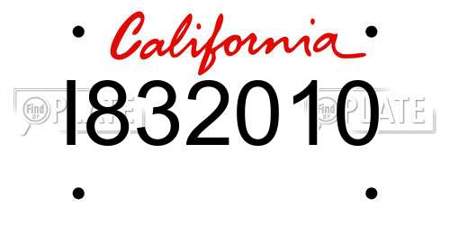 I832010 California License Plate