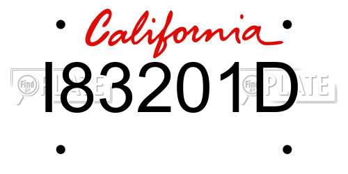 I83201D California License Plate