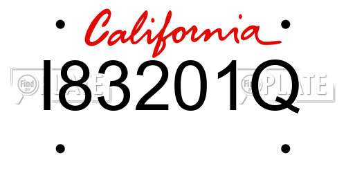 I83201Q California License Plate