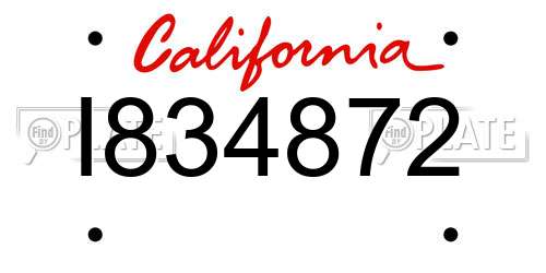 I834872 California License Plate