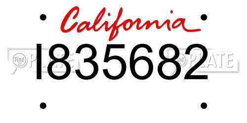 I835682 California License Plate