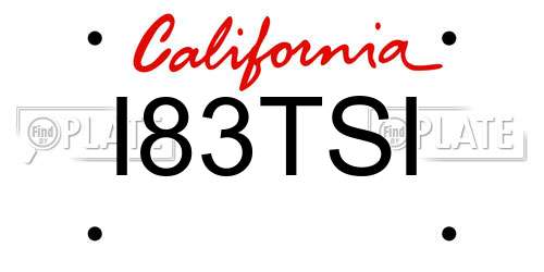 I83TSI California License Plate
