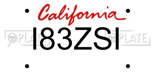I83ZSI California License Plate