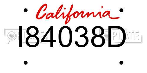 I84038D California License Plate