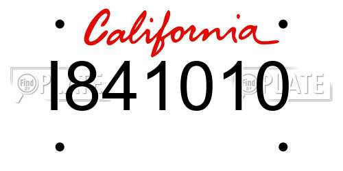 I841010 California License Plate
