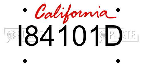I84101D California License Plate