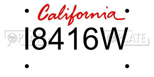 I8416W California License Plate