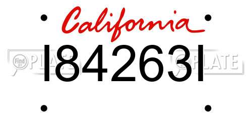 I84263I California License Plate