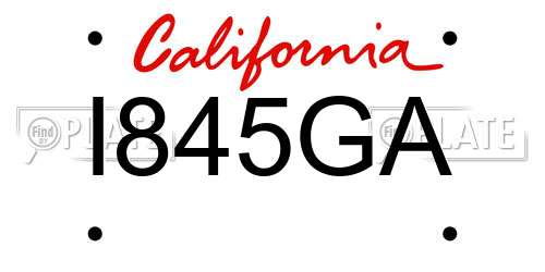 I845GA California License Plate