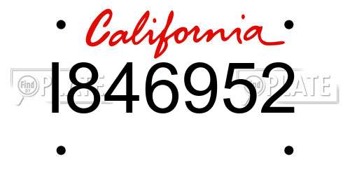 I846952 California License Plate