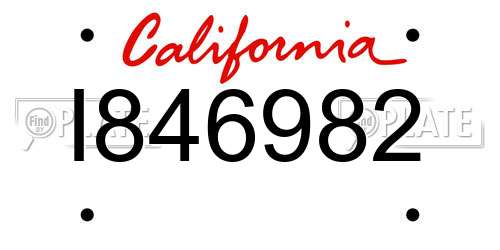 I846982 California License Plate