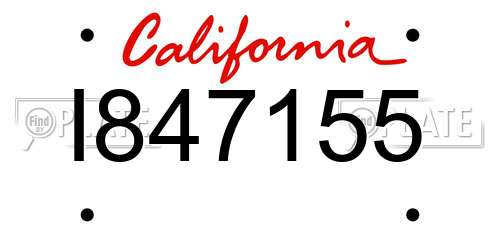 I847155 California License Plate