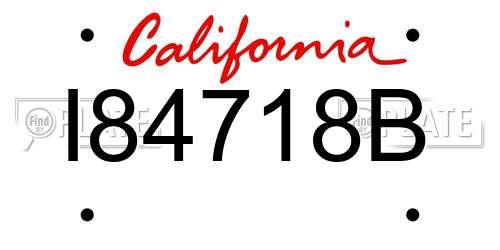 I84718B California License Plate